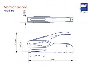 Dimensiones abrochadora MIT 50 PINTADA Pinza
